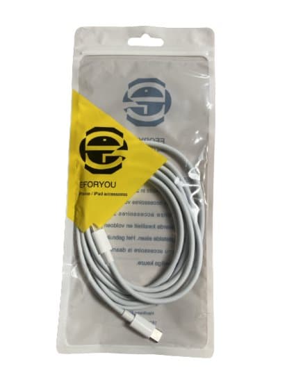 USB-C til USB-C kabel til iPhone 15, iPad Pro, iPad Air osv. - 1 Meter - Hvid