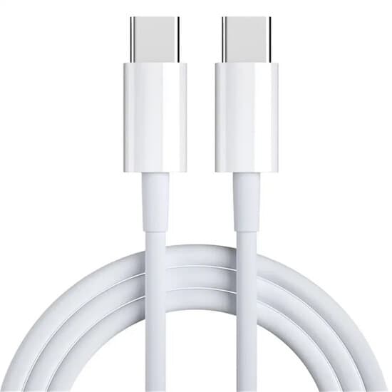 USB-C till USB-C-kabel för iPhone 15, iPad Pro, iPad Air, etc. - 1 meter - Vit