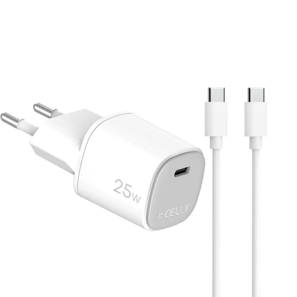 USB-Kaapeli Celly UPTC1USBC25WCTC Valkoinen
