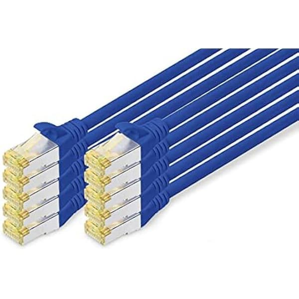 Cat 6A LAN-kabel - DIGITUS - 5m - RJ45 - S/FTP-skärmad - Cat-6 &amp; Cat-7-kompatibel - Blå