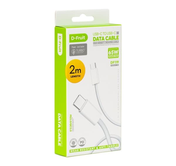 D-Fruit cable USB-C - USB-C 2m, white (DF119)