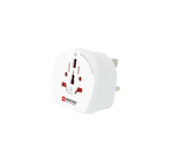 Tilbehør for tilkobling, Reiseadapter World-to-UK Earthed White, Skross