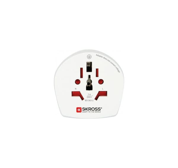 Tilbehør for tilkobling, Reiseadapter World-to-UK Earthed White, Skross