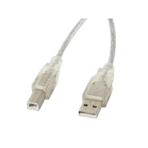 USB A til USB B-kabel Lanberg CA-USBA-12CC-0030-TR 3 m Gennemsigtig Klar Printer (1 enheder) (3 m)