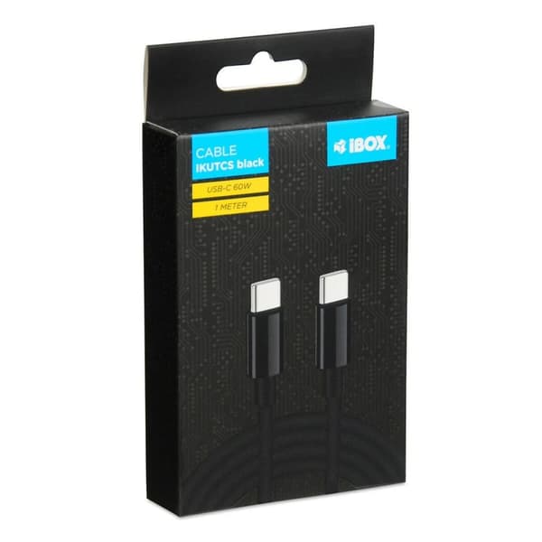 USB-C-Kaapeli Ibox IKUTCS1B Musta 1 m 60 W