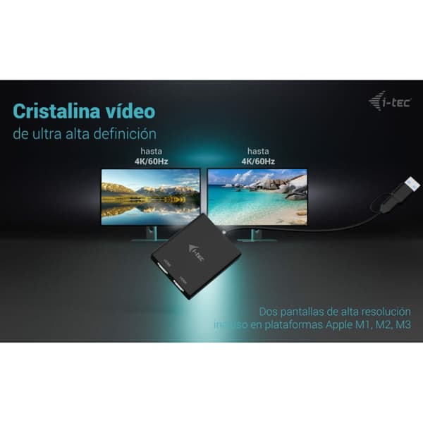 USB-Kabel i-Tec CADUAL4KHDMI Svart