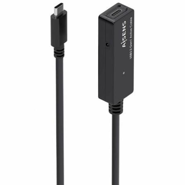USB-C til USB-C-kabel Aisens A107-0869 5 m Sort Forlænger