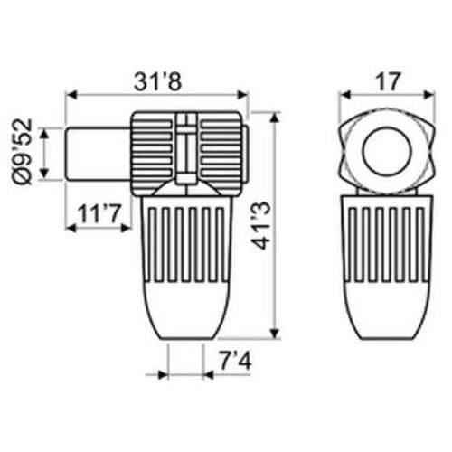 ElectroDH 2 x Koaxial TV-antennkontakt i skärmad metall hona + han böjd - 10.532