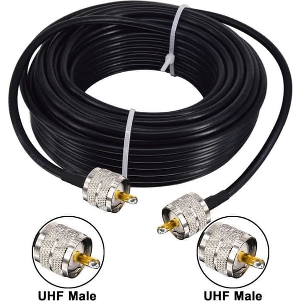 Antenna kabel - BOOBRIE - RG58 UHF 15 m - PL259 - Låg förlust - Rent koppar
