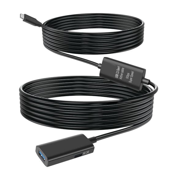 NÖRDIC 10m USB-C 3.2 GEN1 till USB-A 5Gbps Aktiv förlängningskabel