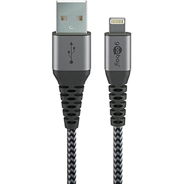 Lightning-kabel - GOOBAY - 49268 - MFi-certifierad - Hållbar textilkabel - 1 m