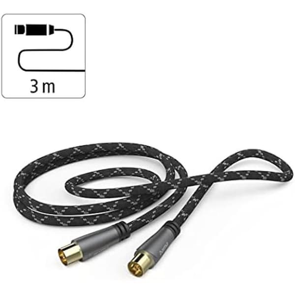 Anten kabel - HAMA - Koaxial hane/hona - 3,0 m - Förgylld metall - 120 dB