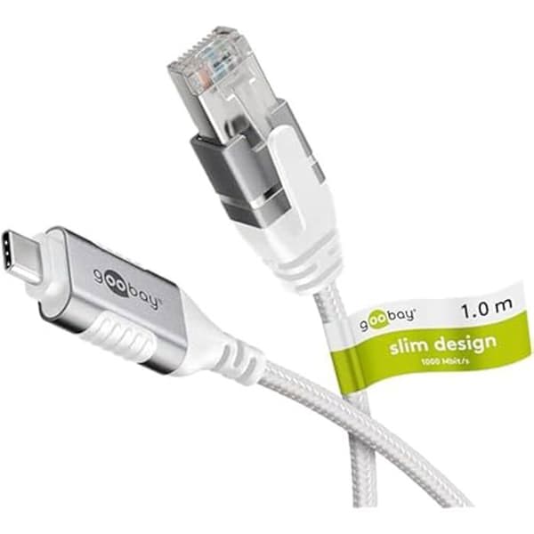 USB-C till RJ45-adapterkabel - GOOBAY - CAT 6 - 1 Gbit/s - Tunn design - Kompatibel med Windows/macOS/Android