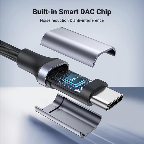 USB C - 3,5 mm Jack Audio Adapterin naaraskaapeli, Aux-C-kuulokkeiden digitaalinen sovitin Hi-Res DAC Dongle