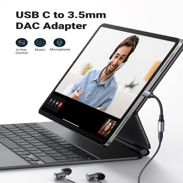 USB C - 3,5 mm Jack Audio Adapterin naaraskaapeli, Aux-C-kuulokkeiden digitaalinen sovitin Hi-Res DAC Dongle