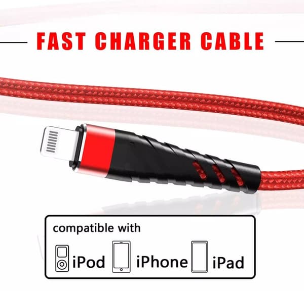Flätad snabbladdarkabel Heavy Duty USB-kabel för iPhone 14 13 12 11 X XR 8