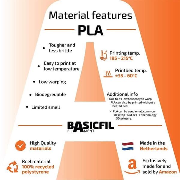 BASICFIL PLA 1,75 mm, 2,3 kg filament för 3D-utskrift, Silver - 175PLA2300SILVER