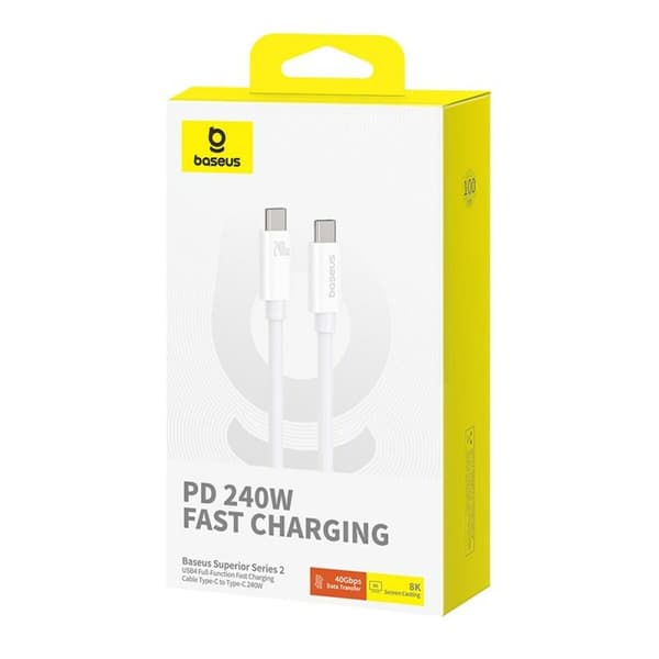 USB-C - USB-C kaapeli Baseus P10365200211-02 Valkoinen 1 m