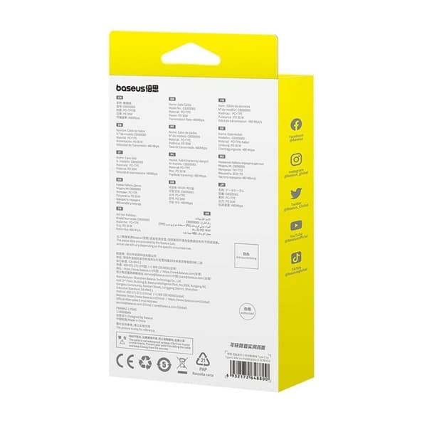 USB-C til USB-C-kabel Baseus P10365200211-00 Hvid 1 m