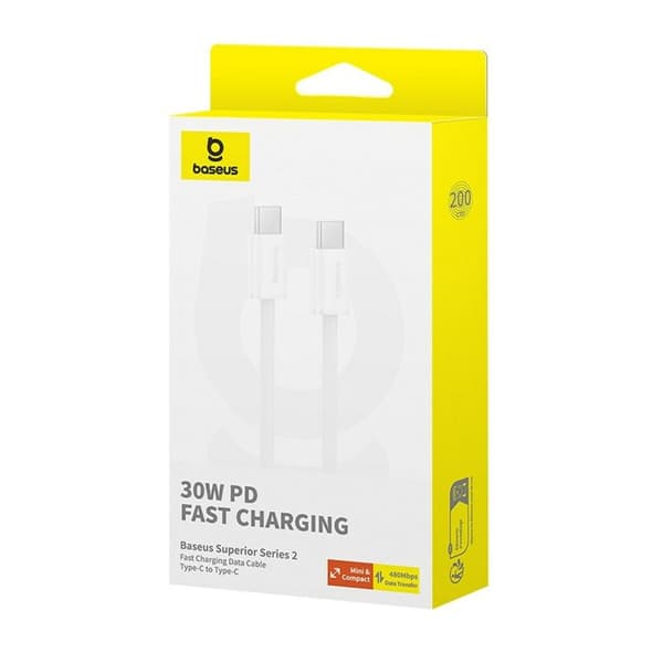 USB-C - USB-C kaapeli Baseus P10365200211-01 Valkoinen 2 m