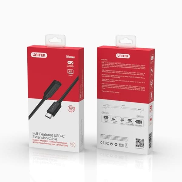 Kabel USB C Unitek C14086BK Svart 50 cm
