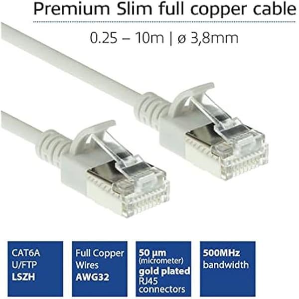 Nätverkskabel CAT6a - ACT - Ultraflätad modell - 3,8 mm - 10 Gbps - 500 MHz