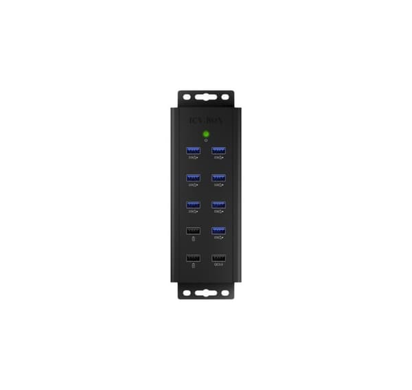 Raidsonic, USB-hubb, 7-portars industrihubb, IB-HUB1703-QC3