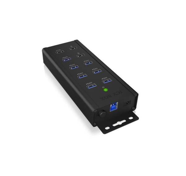 Raidsonic, USB-hubb, 7-portars industrihubb, IB-HUB1703-QC3
