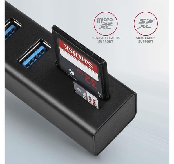 AXAGON, SuperSpeed USB-A Hub och kortläsare, HMA-CR3A
