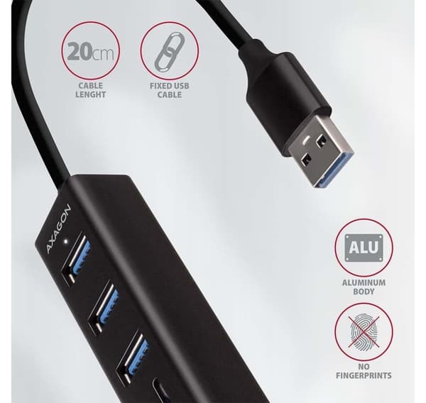 AXAGON, SuperSpeed USB-A Hub och kortläsare, HMA-CR3A