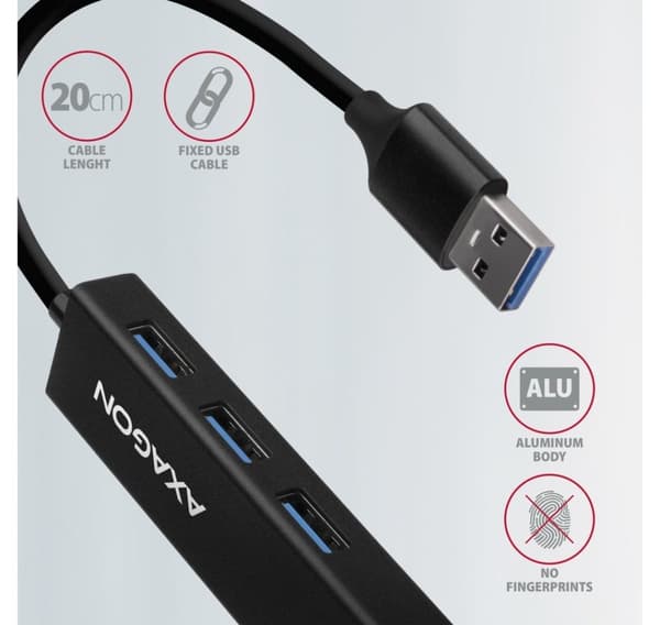 AXAGON, SuperSpeed USB-A Hub och Gigabit LAN, HMA-GL3A