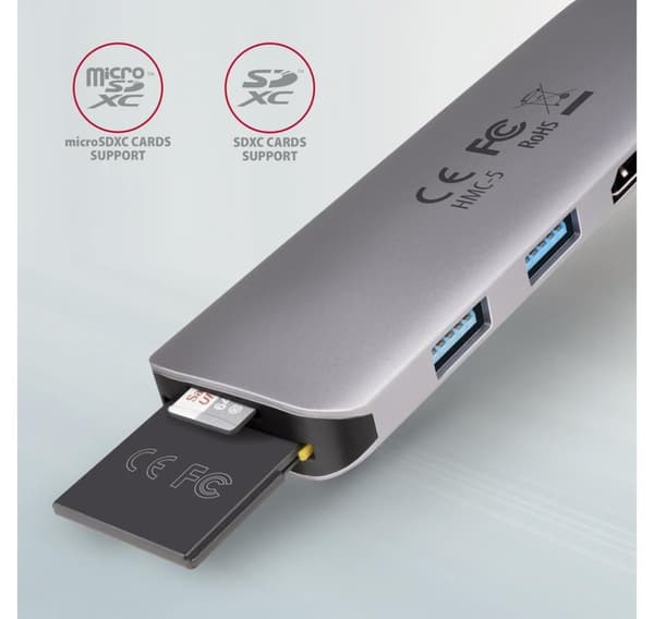 AXAGON, SuperSpeed USB-C COMBO 5in1 Hub, HMC-5