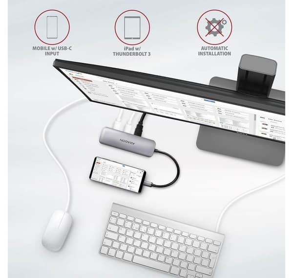 AXAGON, SuperSpeed USB-C COMBO 5in1 Hub, HMC-5