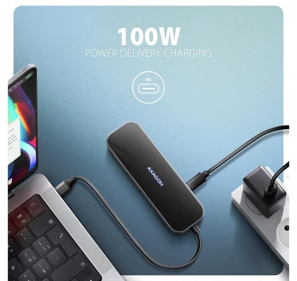 AXAGON, USB-C 5 Gbps GLASS 6in1 Hub, HMC-6GLN