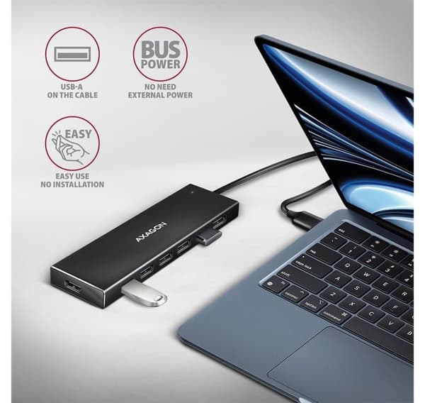 AXAGON, SuperSpeed USB-A FLAT Hub, HUE-F7A