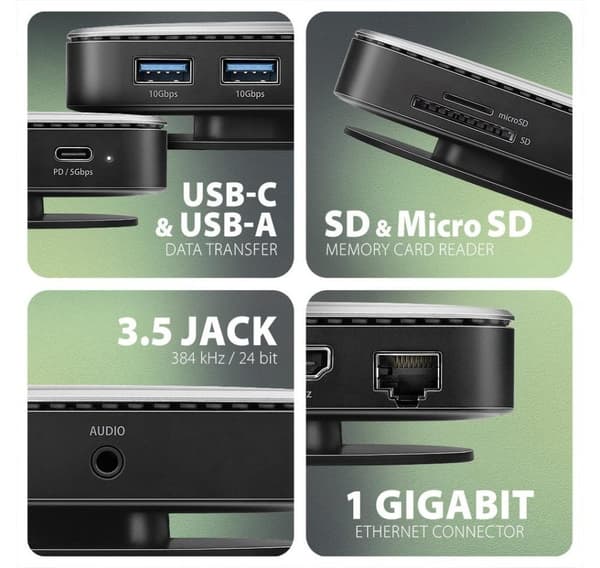 AXAGON, USB-C 10Gbps UFO 9in1 Hub, HMC-UFO