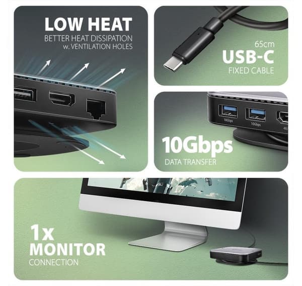 AXAGON, USB-C 10Gbps UFO 9in1 Hub, HMC-UFO