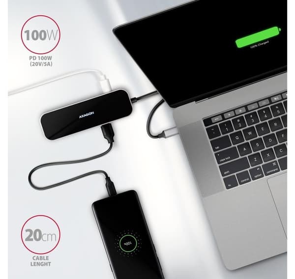 AXAGON, SuperSpeed USB-C Combo 6in1 Hub, HMC-6H4A