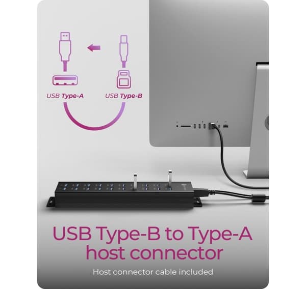 Raidsonic, 20-i-1 USB HUB med strömförsörjning, på/av-knapp och monteringsfästen, IB-HUB1720-U3