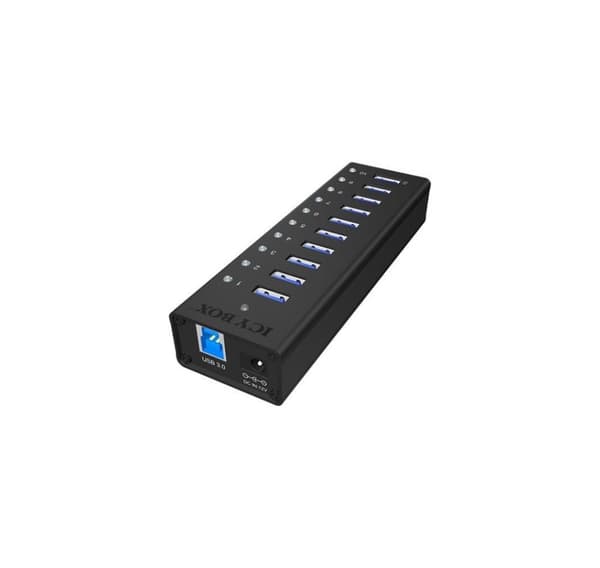 Raidsonic, USB Hub, 10 portar USB 3.0 Hub, Icy Box IB-AC6110