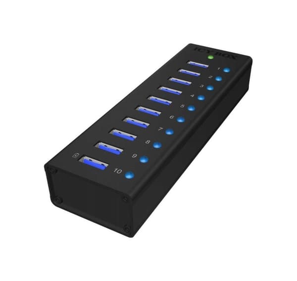 Raidsonic, USB Hub, 10 portar USB 3.0 Hub, Icy Box IB-AC6110
