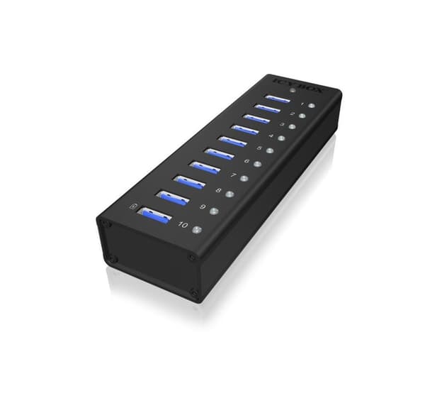 Raidsonic, USB Hub, 10 portar USB 3.0 Hub, Icy Box IB-AC6110