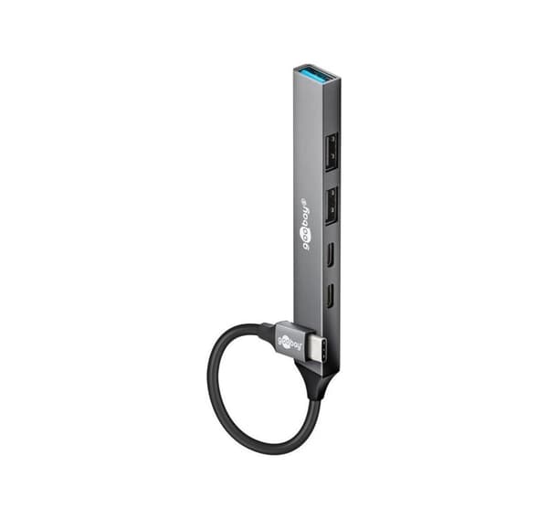 Goobay, Slim 5-Port USB Hub, USB-C till USB-C/USB-A, 5 Gbit/s, 74460