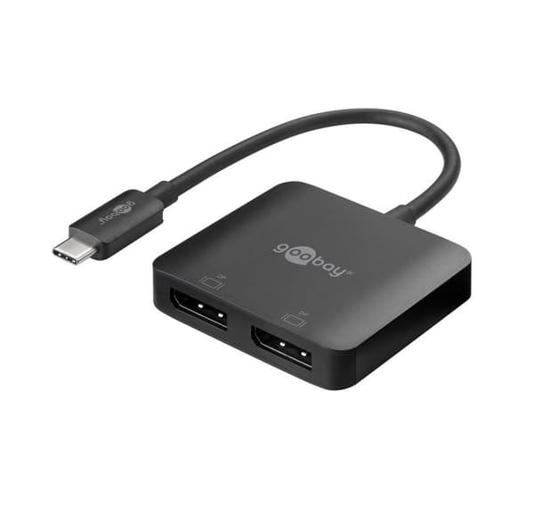 Goobay, USB-C-adapter till 2x DisplayPort, 60171 Svart