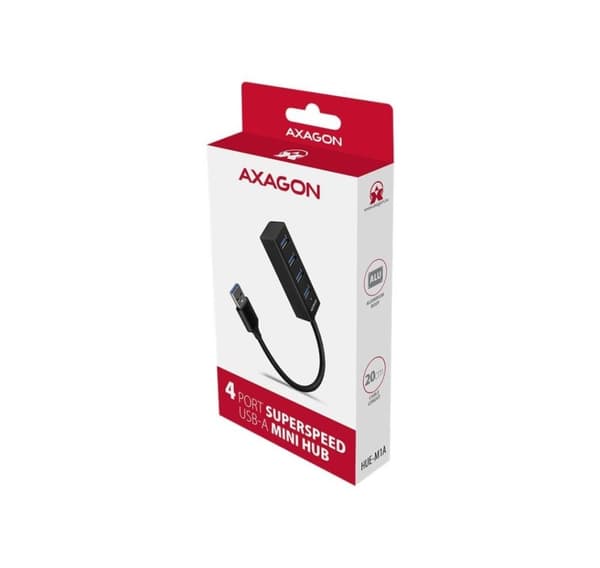 AXAGON, miniatyr fireports USB 3.2 Gen 1-hub i metall, HUE-M1A