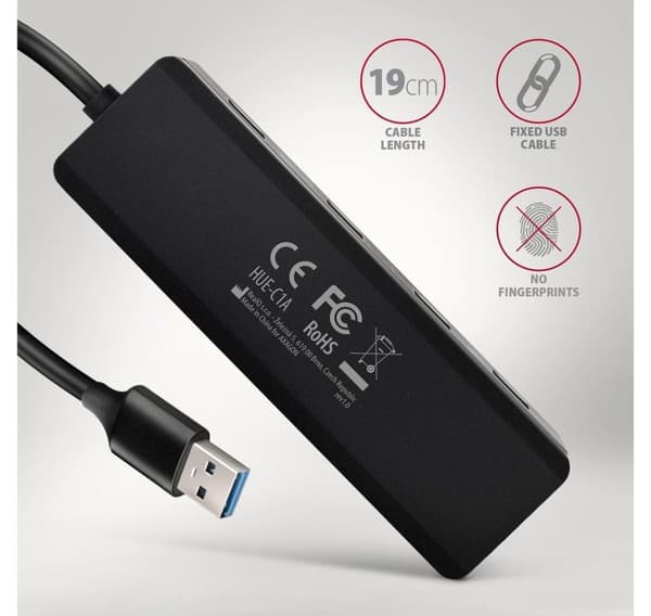 AXAGON, Travel fyra-ports USB-A 5Gbps nav, HUE-C1A