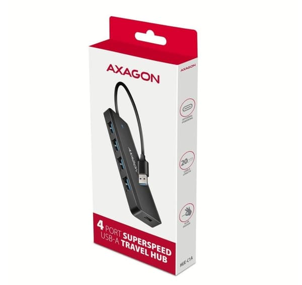 AXAGON, Travel fyra-ports USB-A 5Gbps nav, HUE-C1A