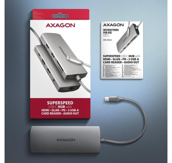 AXAGON, Multiport USB-C 5Gbps nav, HMC-8HLSA