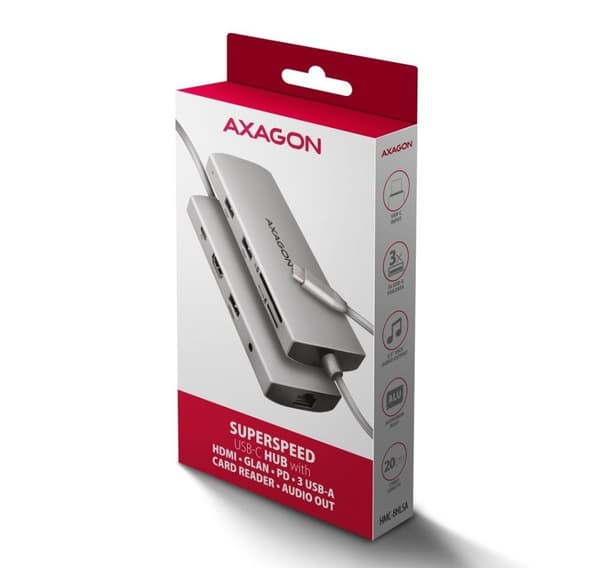 AXAGON, Multiport USB-C 5Gbps nav, HMC-8HLSA