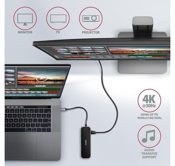 AXAGON, SuperSpeed USB-C COMBO 6i1 Hub, HMC-6GL
